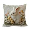 1Pc Easter Bunny Chick Floral Pillow Cover Polyester 2D Double-Sided Print Home Decor Gift For Sofa Bedroom Living Room