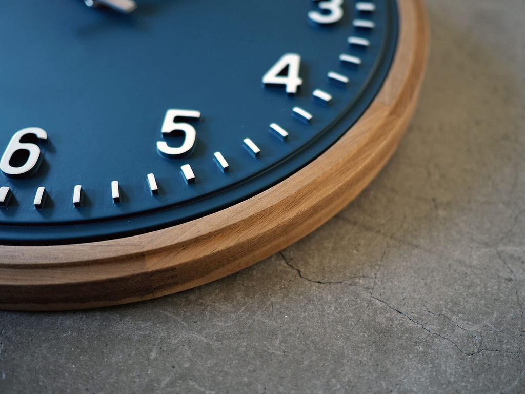Interform Wall Clock Ecol Navy Wood Sweep Movement Nordic White Diameter 30cm CL-4072