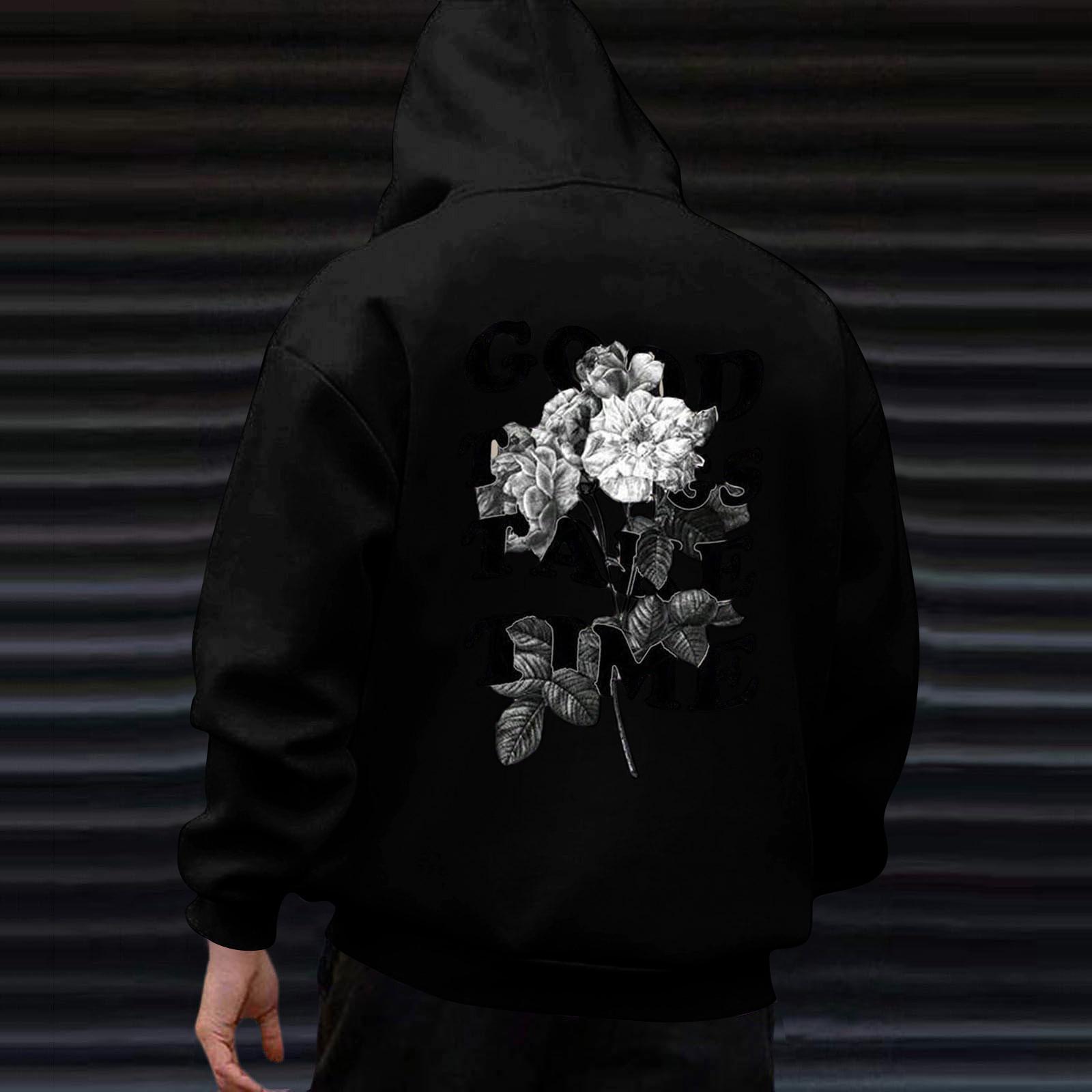 Спортивный костюм с капюшоном унисекс одежда для бега пуловер с длинными рукавами толстовка с капюшоном L чёрный 2689₽