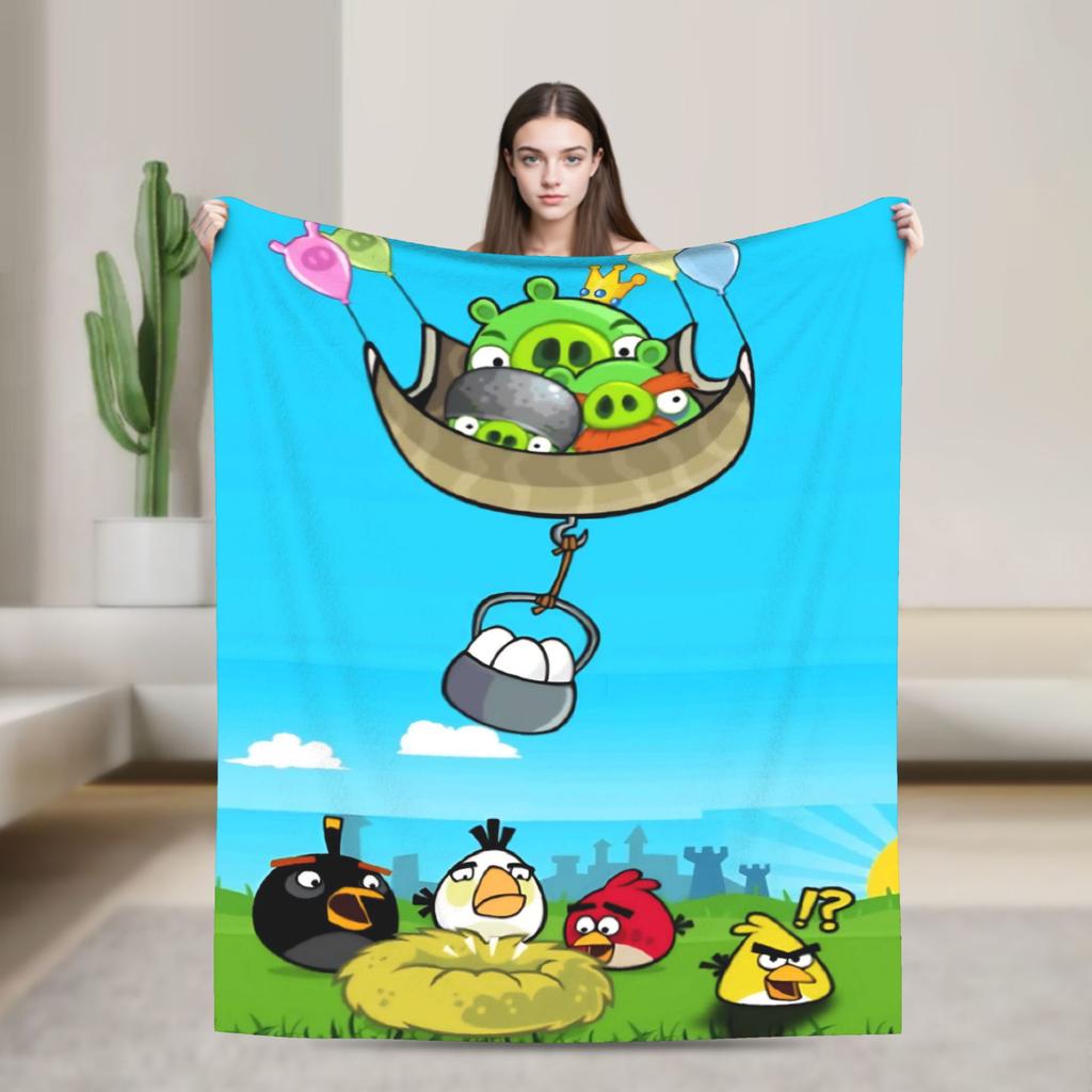 Coperta in Peluche Cartoon Angry Birds A-A per Bambine e Bambini Coperta Plaid in Flanella Morbida Qualità Personalizzata Copriletto Idea Regalo