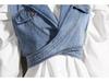 2024 Women's Two-Piece Fashion Set: Irregular Denim Vest with Puff Sleeve Shirt