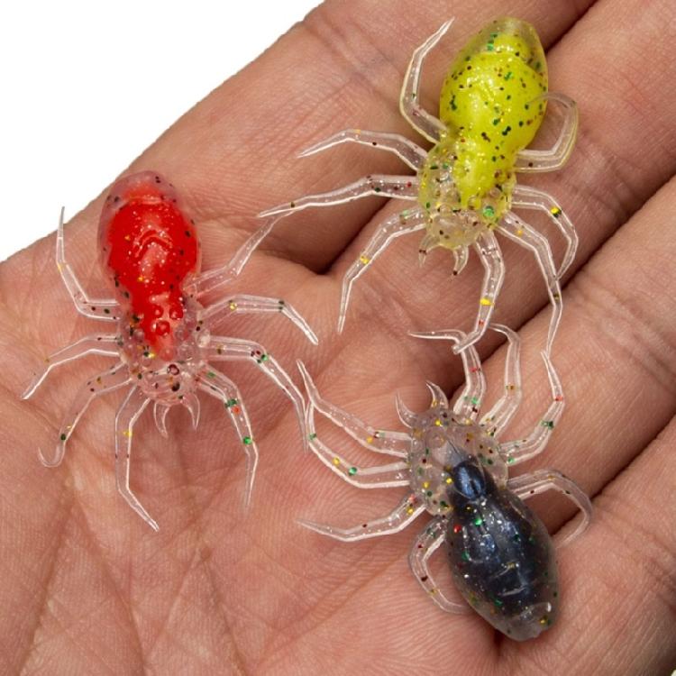 10Pcs Artificial Spiders Fishing Lures Bites-Resistant Bright Sequins Soft Swimbaits Soft Worm Baits Fishing Supplies