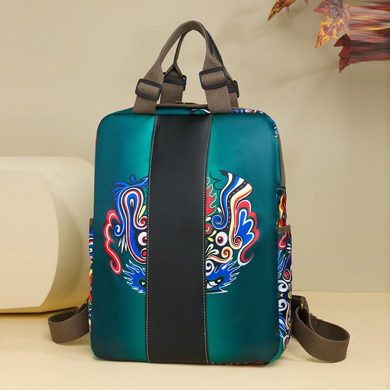 Un nuovo zaino da viaggio portatile in stile cinese, alla moda, stampato, di grande capacità, leggero colore di stampa leopardo/marrone
