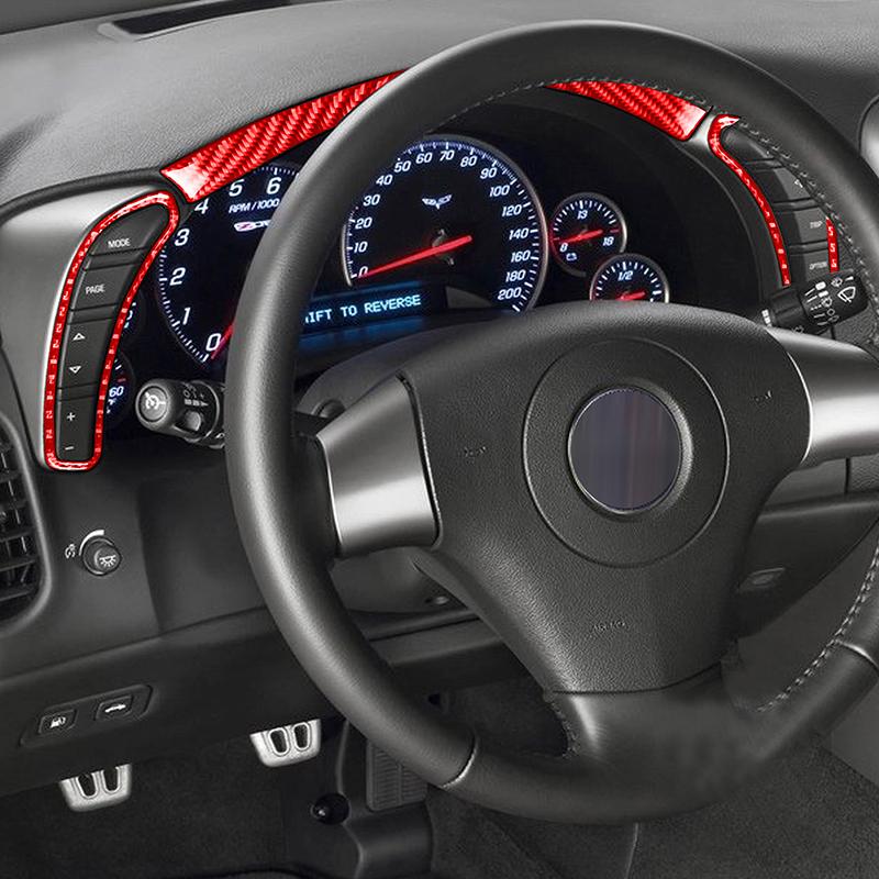 For Chevrolet Corvette C6 05-07 3PCS Real Carbon Fiber Instrument  Sticker Trim Car Interior Accessories Car Interior