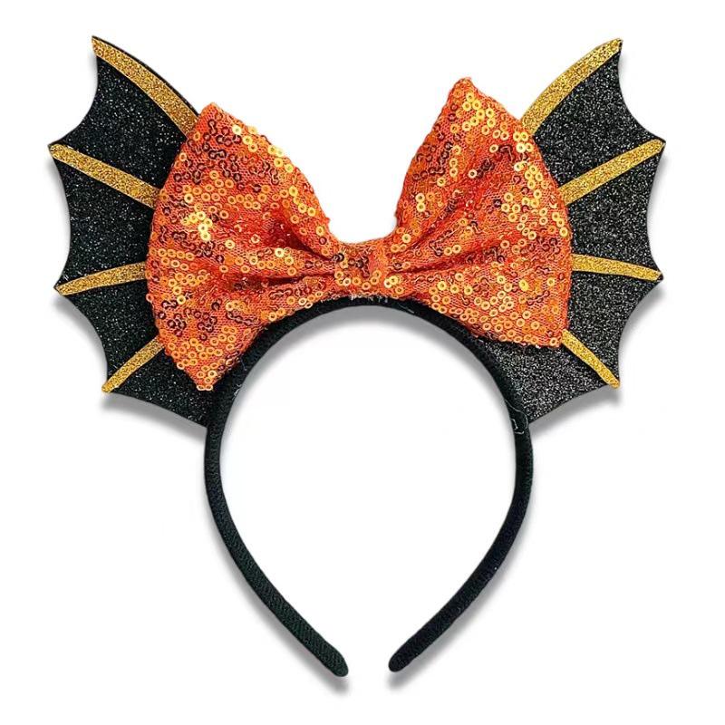 Halloween Devil Horns & Bat Headband with Feathers - Party Decoration