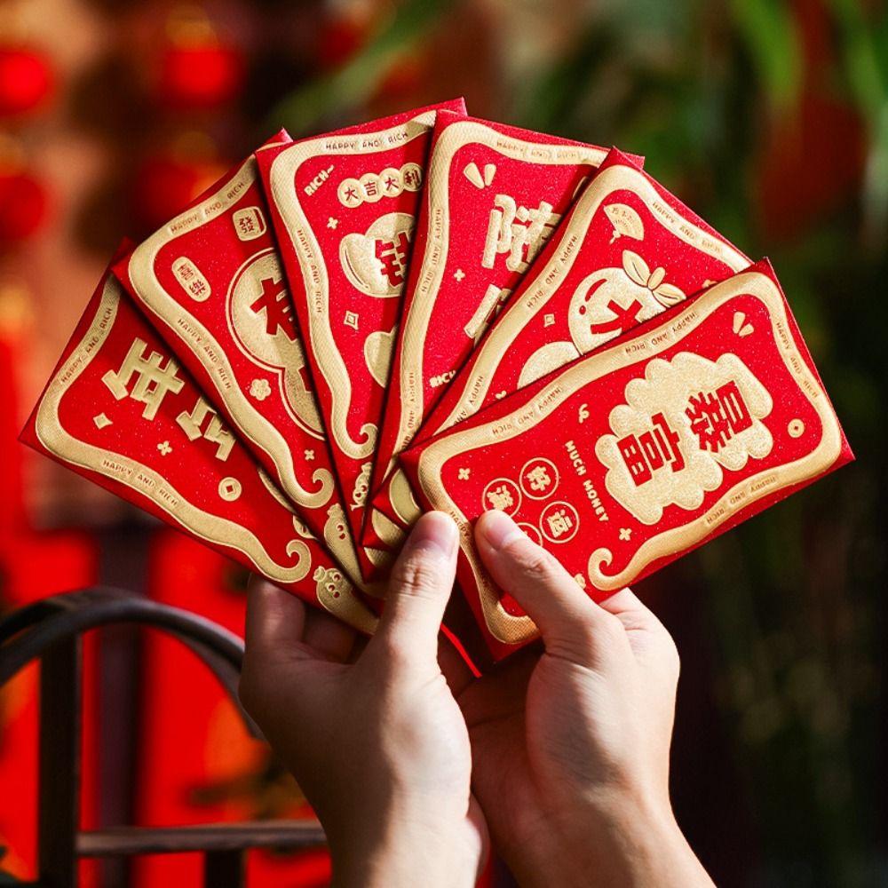 

12Pcs Blessing 2025 Year Red Envelope Best Wishes Lucky Red Pockets Dinner Party