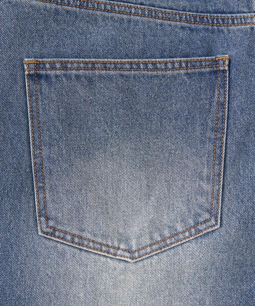 EXCONTAINER Incision Bermuda Denim Pants (Blue)