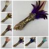 Embroidery Halloween Feather Cuffs Witch Women Feather Lace Glove  Festival
