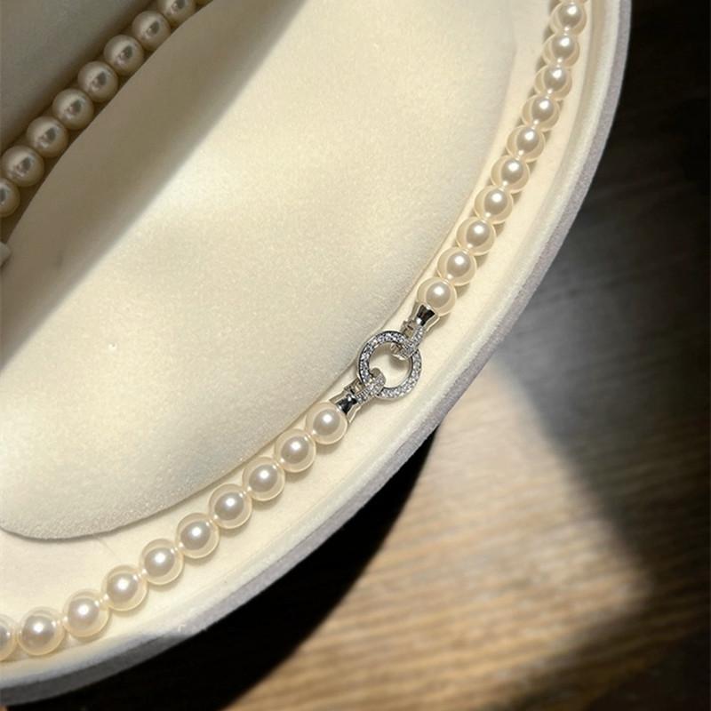 Interlocking Highlight Shell Pearl Necklace High Sense Retro Personality Simple Versatile Temperament Neck Chain Clavicle Chain