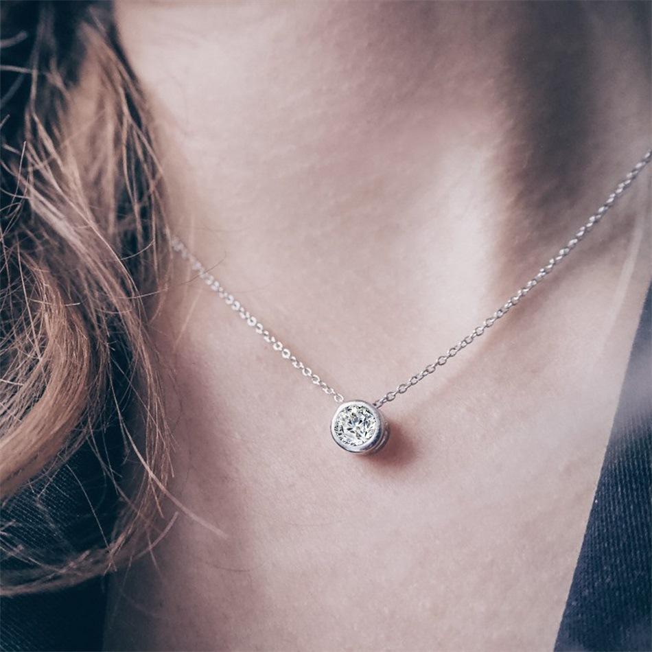 Shiny Colorful CZ Birthstone Necklace Round Stainless Steel Link Chain Necklace Boutique Birth Stone Zircon Necklace for Women