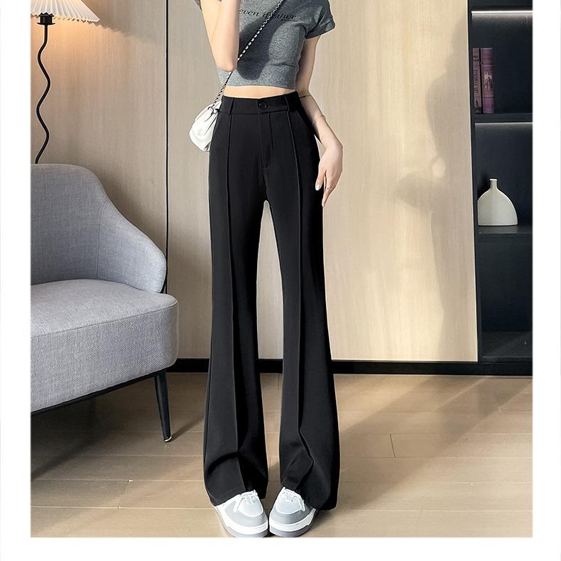 Pantaloni alla moda a vita alta dritti a gamba leggera per donna