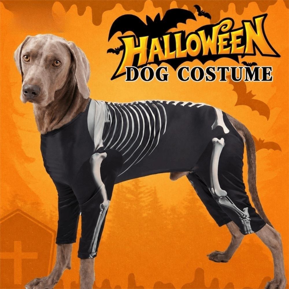 Stretchy Skeleton Dog Costume Black Dog Spooky Cool Pullover Shirt New Dog Skeleton Shirt for Dogs