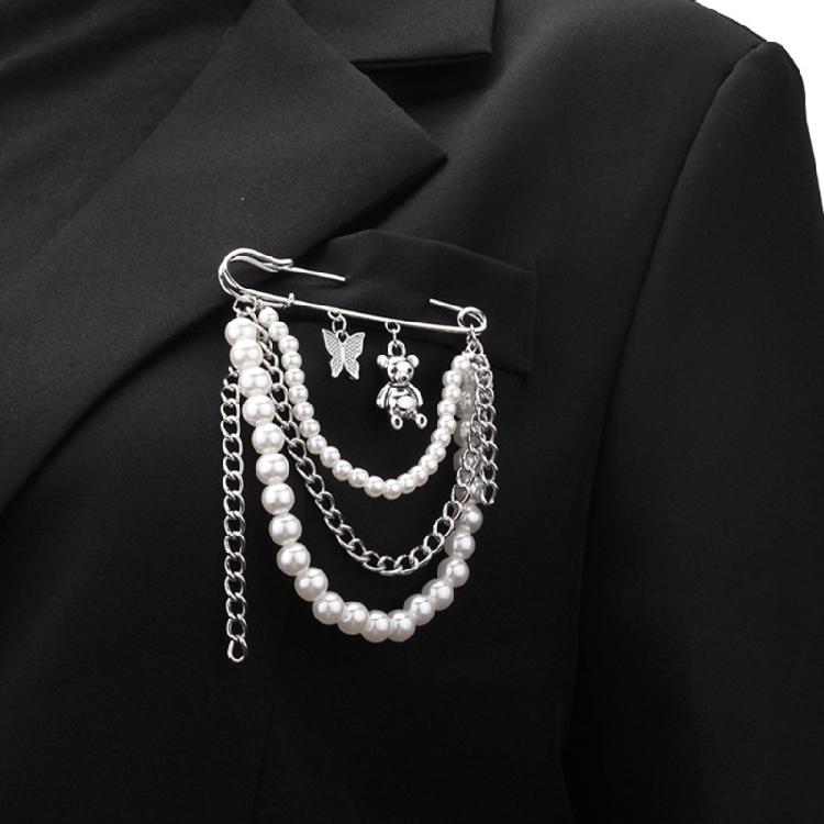 Elegant Pearls Brooch Fun Ornament for Backpacks Clothes Bags Hats Accessories Elegant Pin Crystal Rhinestones