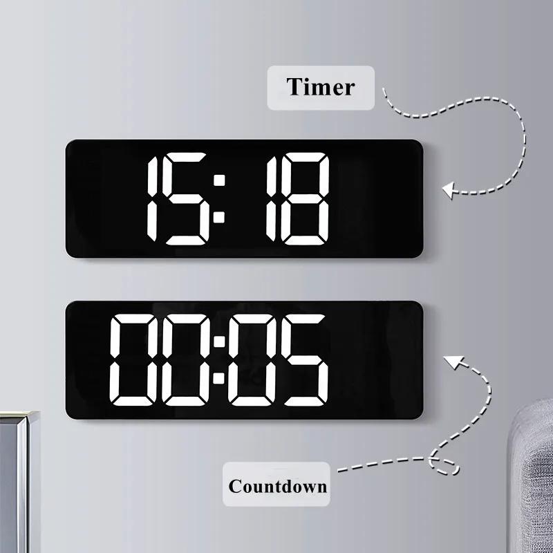Große digitale Wanduhr, Fernbedienung, Temperatur, Datum, Woche, Anzeige, Ausschaltspeicher, Tischuhr, Wandmontage, Dual-Alarme, LED-Uhren