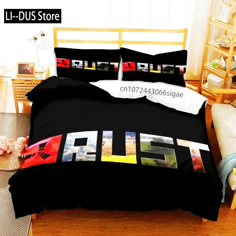 Rust Game Logo Printed Bedding Set Duvet Cover Bed Set Quilt Cover Pillowcase Comforter King Queen Size Boys Adult Bedding Set