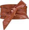 Woman Wide PU Leather Belt Obi Belt Self Tie Cinch Belt Wrap Around Bowknot Waistband Bright for Dress
