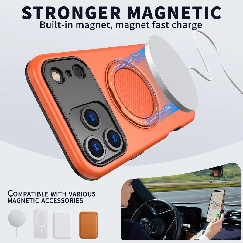 Dopamine Car Magnetic Ring Bracket Protect Cover for IPhone 17 Air 16E 15 14 Plus 13 12 Pro Max Anti-Shock Wireless Charge Case