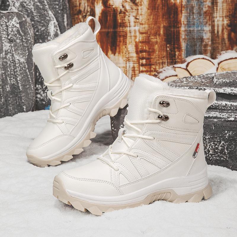 Outdoor snow boots women's winter waterproof and non-slip cotton shoes thick-soled piled thickened warm Northeast large cotton boots minus zero