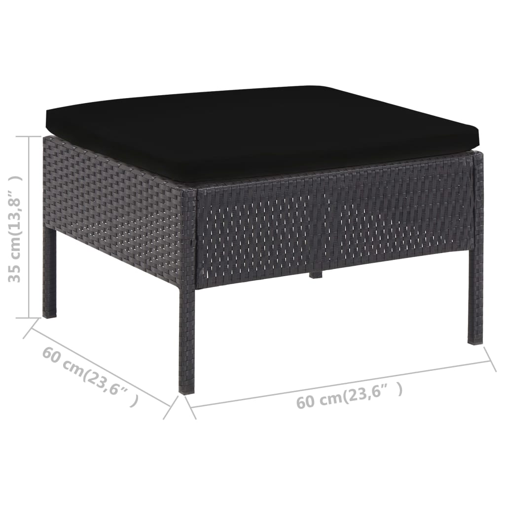 5 Piece Garden Sofa Set with Cushions Poly Rattan Black