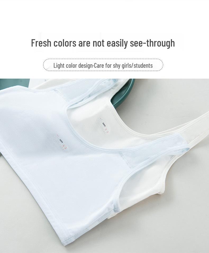 Girls' Cotton Sports Bra with Fixed Cups - Youth Vest