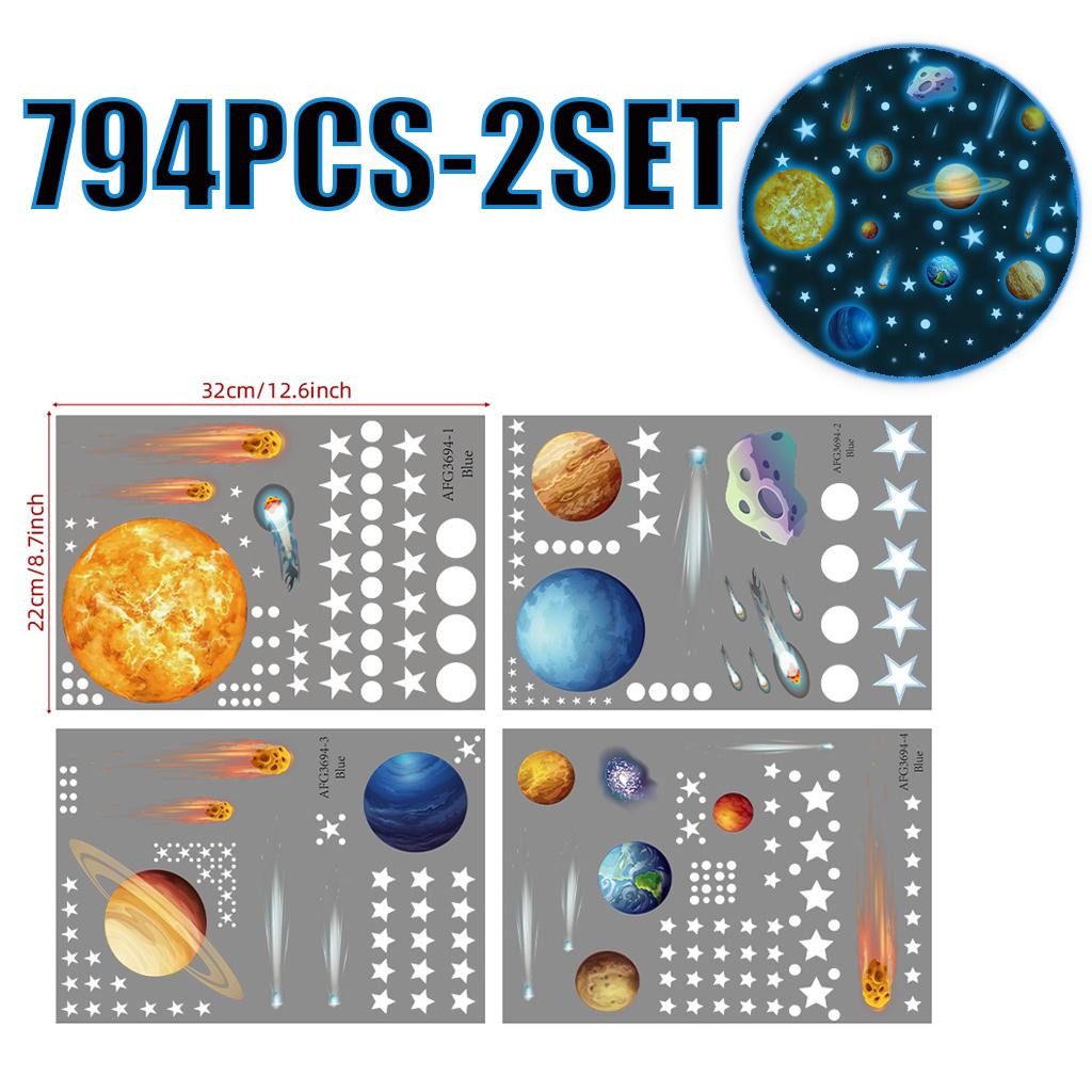 

397 шт./компл. светящиеся звезды точки планеты настенные наклейки для детской комнаты спальни украшения дома настенные светящиеся в темноте наклейки