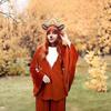 Rentier Poncho Kostüm Damen Weihnachten Cosplay Hirsch Kostüm Outfits Rentier Umhang mit Stirnband und Gesichtsaufklebern für Themen