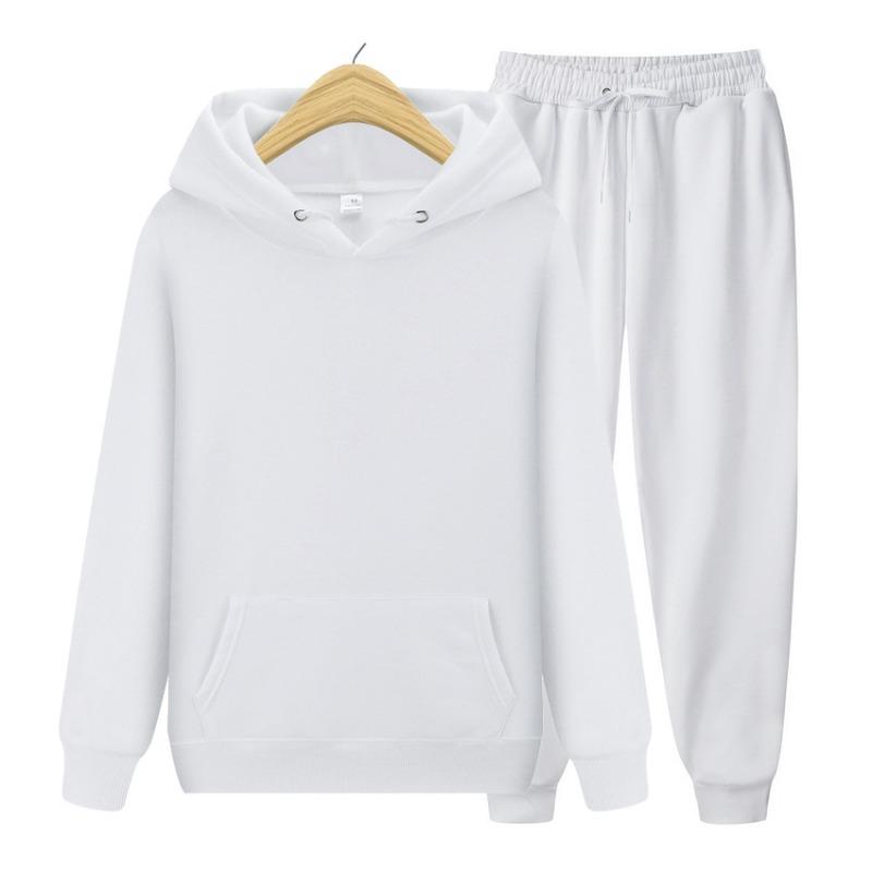 Solid Color Pullover Sports  Leisure Suit Fashionable Men's Long Sleeved Hoodie Solid Color Pants