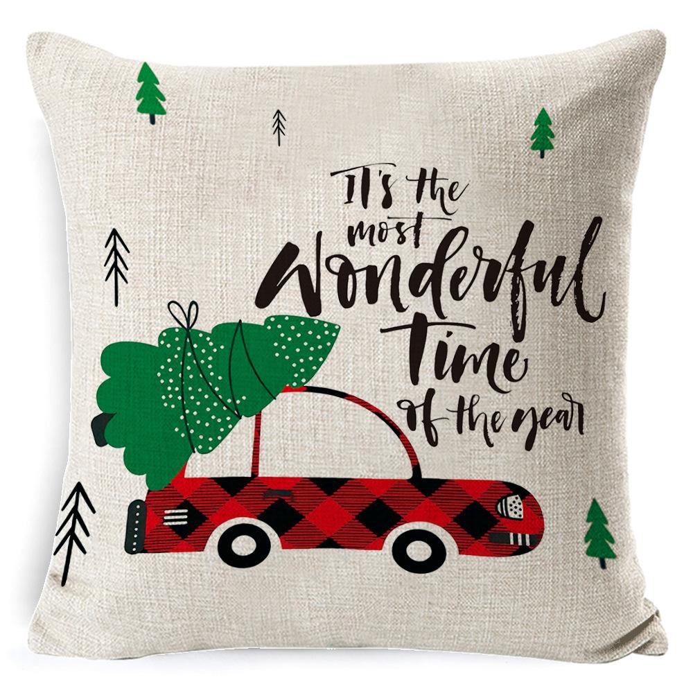 Christmas Linen Pillow Case Home Nap Lumbar Cushion Pillow Sofa Bedside Cushion Pillow Case