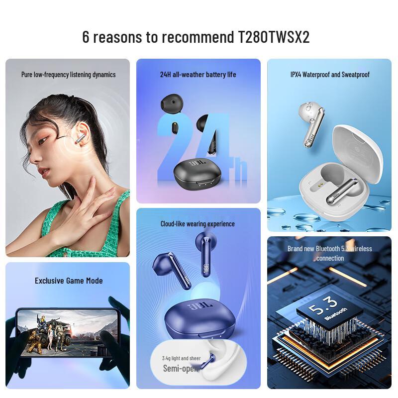 JBL T280TWS X2 True Wireless Semi-in-ear Bluetooth Earbuds