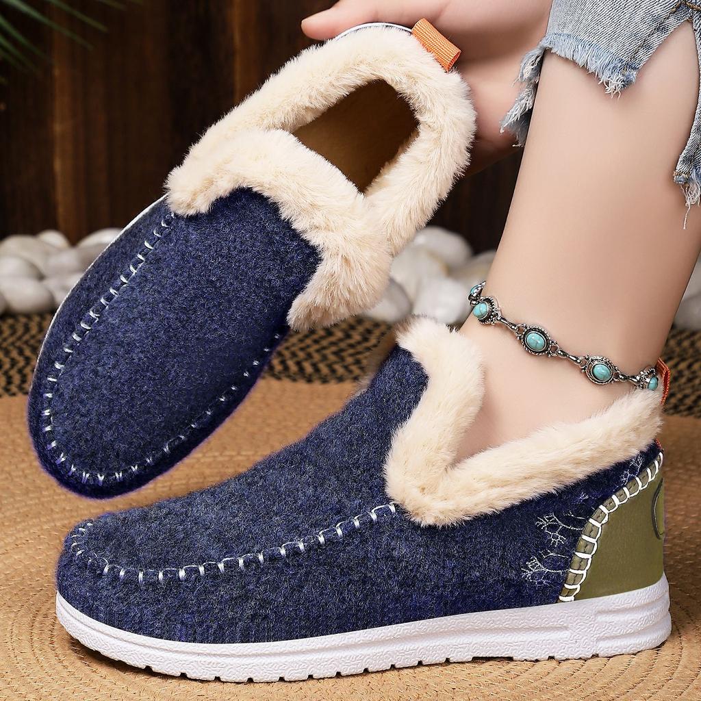 Cotton shoes new thermal shoes children's models fleece thickened snow boots cold-proof women's shoes lightweight and simple cotton boots