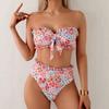 European And American Trend Printing Split Swimsuit Female Sexy Fungus Edge Bikini Suit