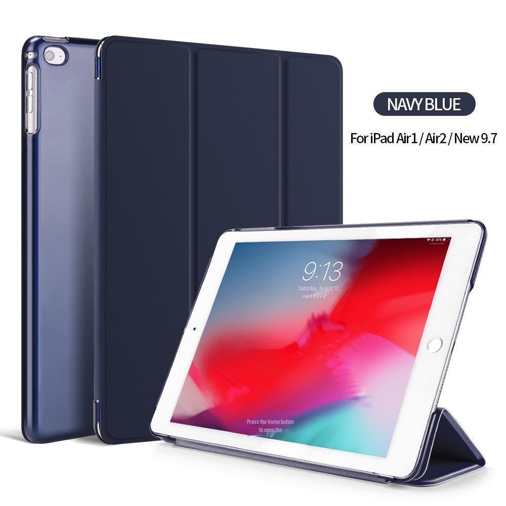 

Защитный кожаный чехол-книжка Tri-Fold Hard Case для iPad 10.2, 10.9 и 9.7 дюймов iPad 10 (2022 10.9 inch) темно-синий