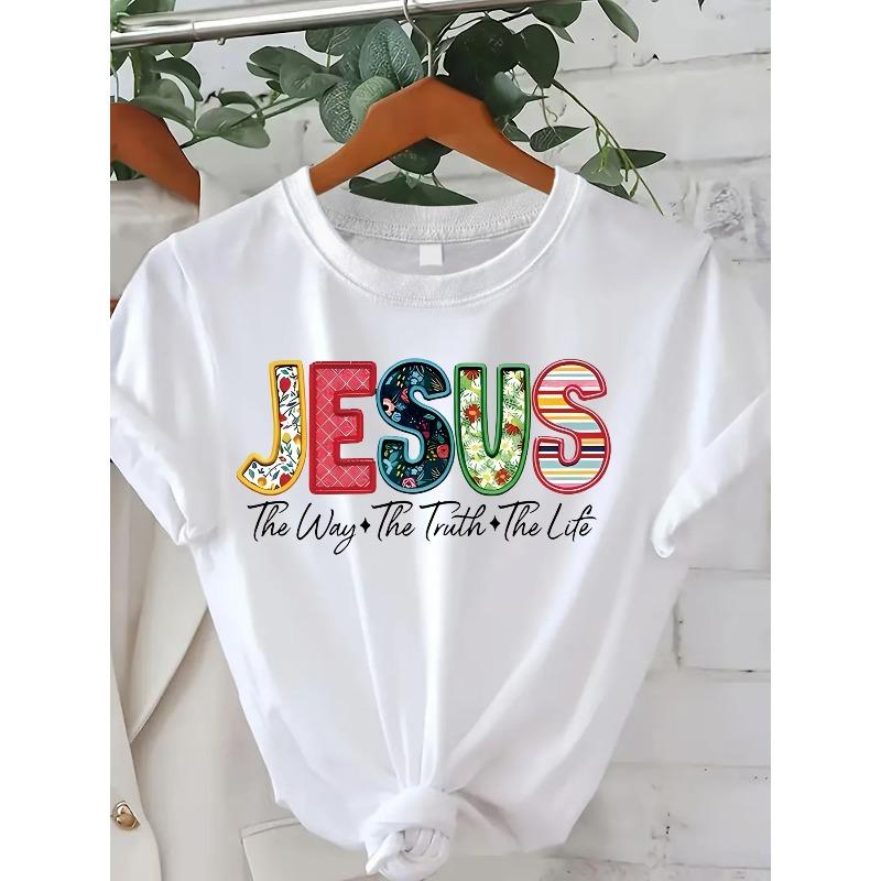 Taglie Europee T-Shirt da Donna con Stampa di Lettere Colorate, Manica Corta, Lunghezza Regolare, Tessuto Morbido, Comfort per Tutte le Stagioni, Magliette da Donna