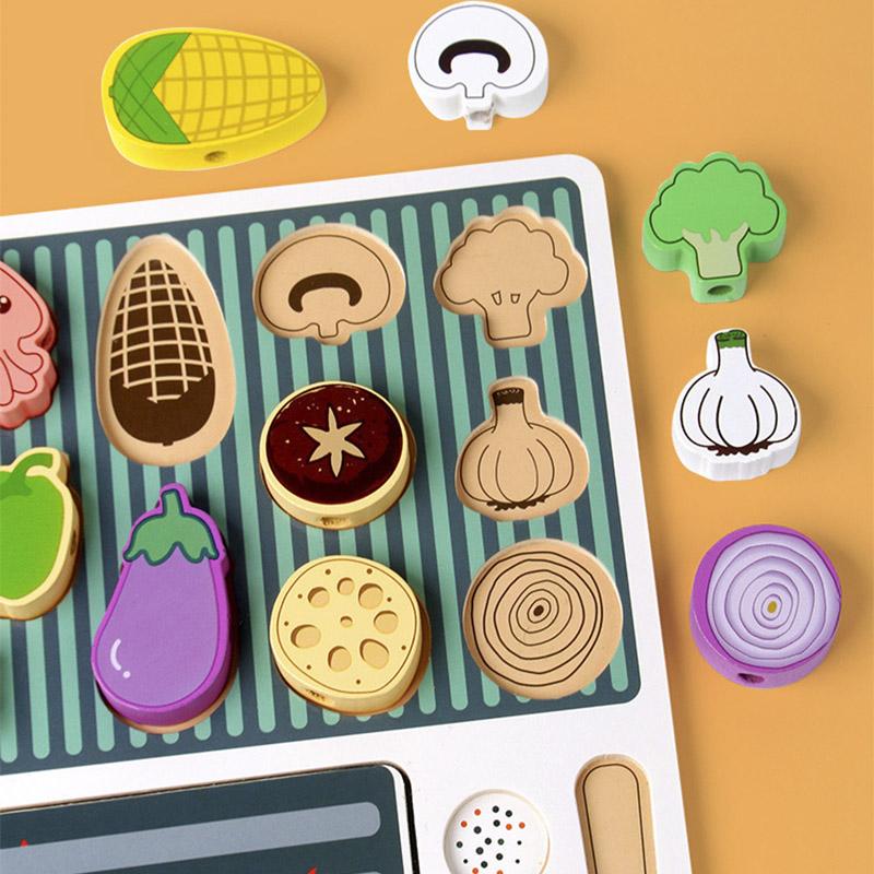 Wooden Fun Barbecue Pretend Toys Role-playing Parent-child Interactive Educational Enlightenment Toy Simulated Barbecue Toy Set