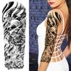 India Maori Totem Temporary Tattoos For Men Women Adult Black Skull Tribal Tattoo Sticker Sleeve Fake Waterproof Tatoos Dacel