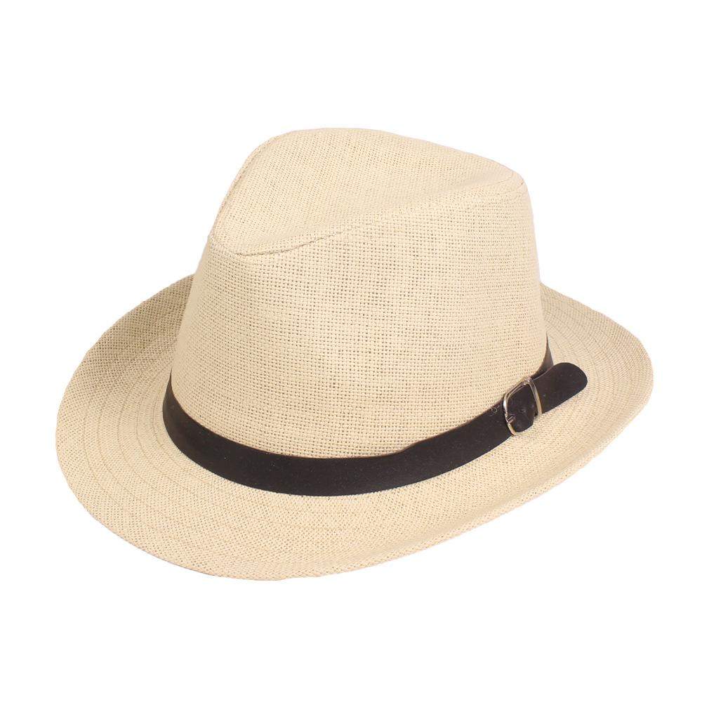 Unisex Solid Color Straw Jazz Hat - Outdoor Sun Protection for Men & Women