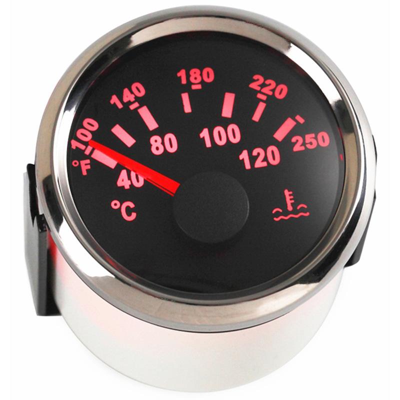 52mm Water Temp Gauges 40-120℃ Water Temperature Meters 287.4-22.4ohm Input Signal M14x1.5 M16x1.5 NPT3/8 Sensors for Car Boat