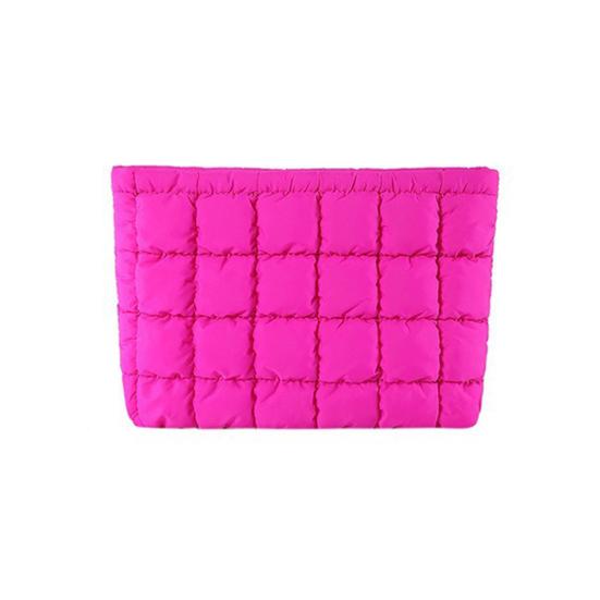 Cosmetic Bag Compact Size Quilted Makeup Bag with Top Zipper Closure Spacious Inner Pocket Easy to Clean Travel Cosmetic Organizer