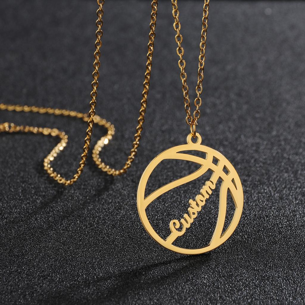 Atoztide Personalisierte Individuelle Fußball Sport Name Halskette Edelstahl für Damen Herren Anhänger Mode Geburtstag Schmuck Geschenk