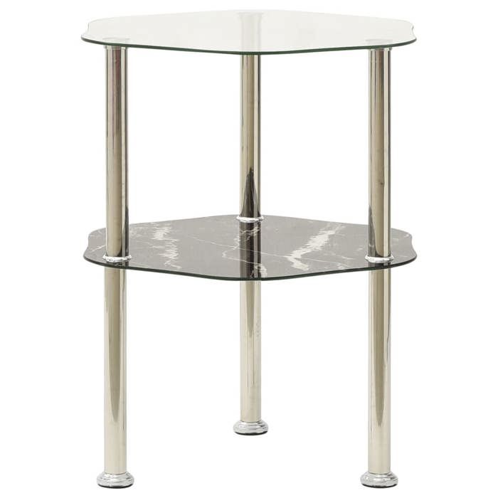 VidaXL Table 2 niveaux Transparent et noir 38x38x50 cm Verre trempé 322792