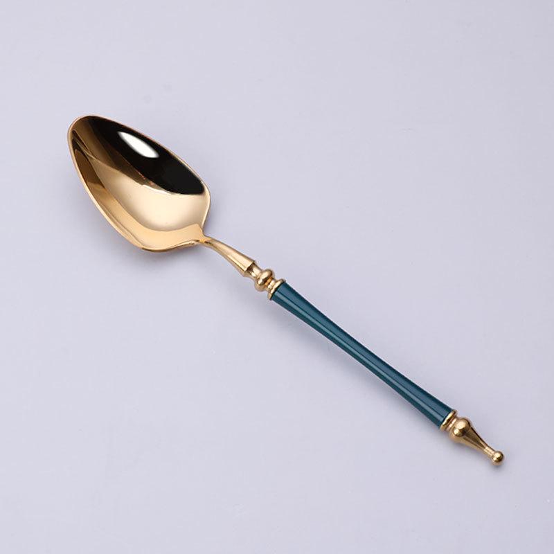 304 Stainless Steel Western Cutlery Set: Knife, Fork, Spoon, Coffee Spoon, Roman Column Design, European Style, 4-Piece