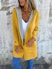 Women's Orange Hooded Cardigan Sweater Casual Long Sleeve Open Front Lightweight Jacket