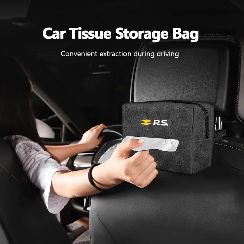 Car Logo Tissue Box Center Console Armrest Napkin Box For Renault RS MeganeTrafic Scenic Kangoo Master Kaptur Triber Clio Duster Z5