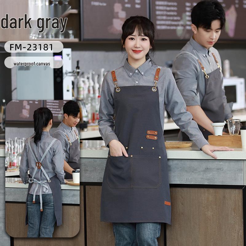 New Canvas Waterproof Oilproof Printed Apron for Kitchen, Studio, or Advertising with Logo серый
