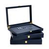 Papten Jewelry Tray with PU No Necklace Display and X05601 Lid, Leather, Dividers, Ring, Watch, Storage, Transparent, Portable, Luxury, Stylish,