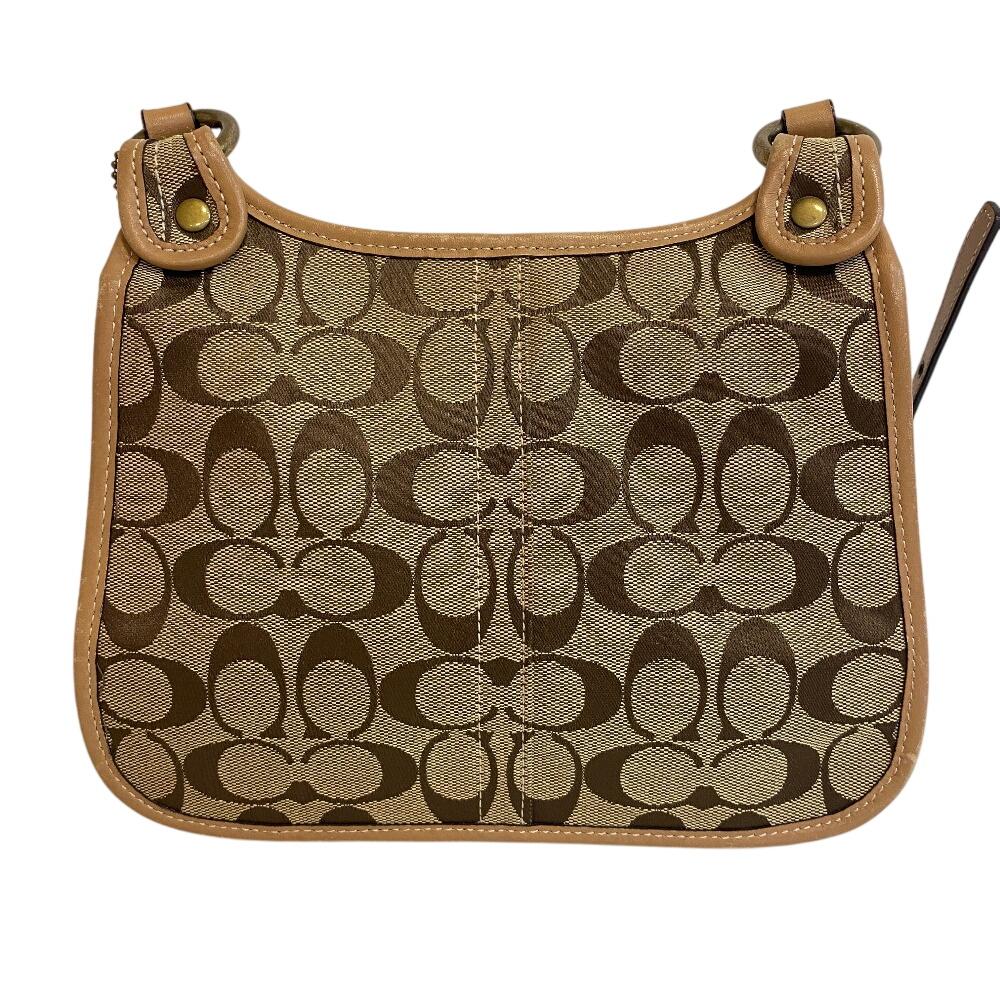 Coach 10567 Turn Lock Signature Canvas Shoulder Bag Brown Canvas Women Used