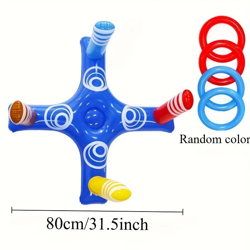 1 conjunto de jogo de arremesso de argola inflável com bomba - brinquedos aquáticos coloridos para piscina, festas e entretenimento ao ar livre