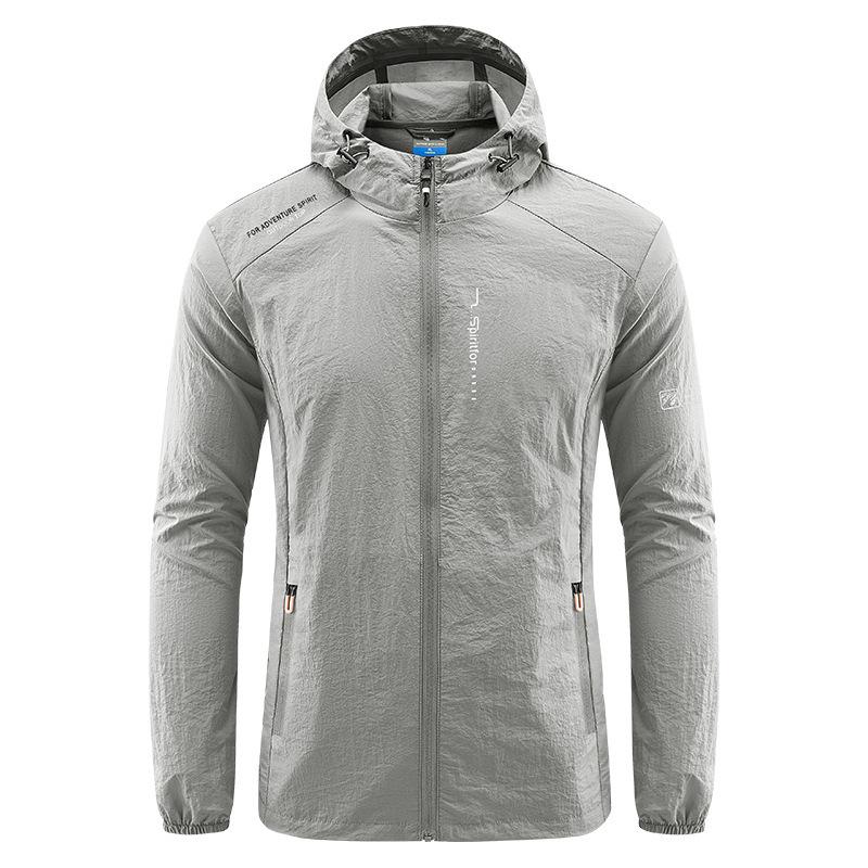 Men's Summer Solid Color Hooded Simple Slim Sunwear Outdoor Sports Jacket