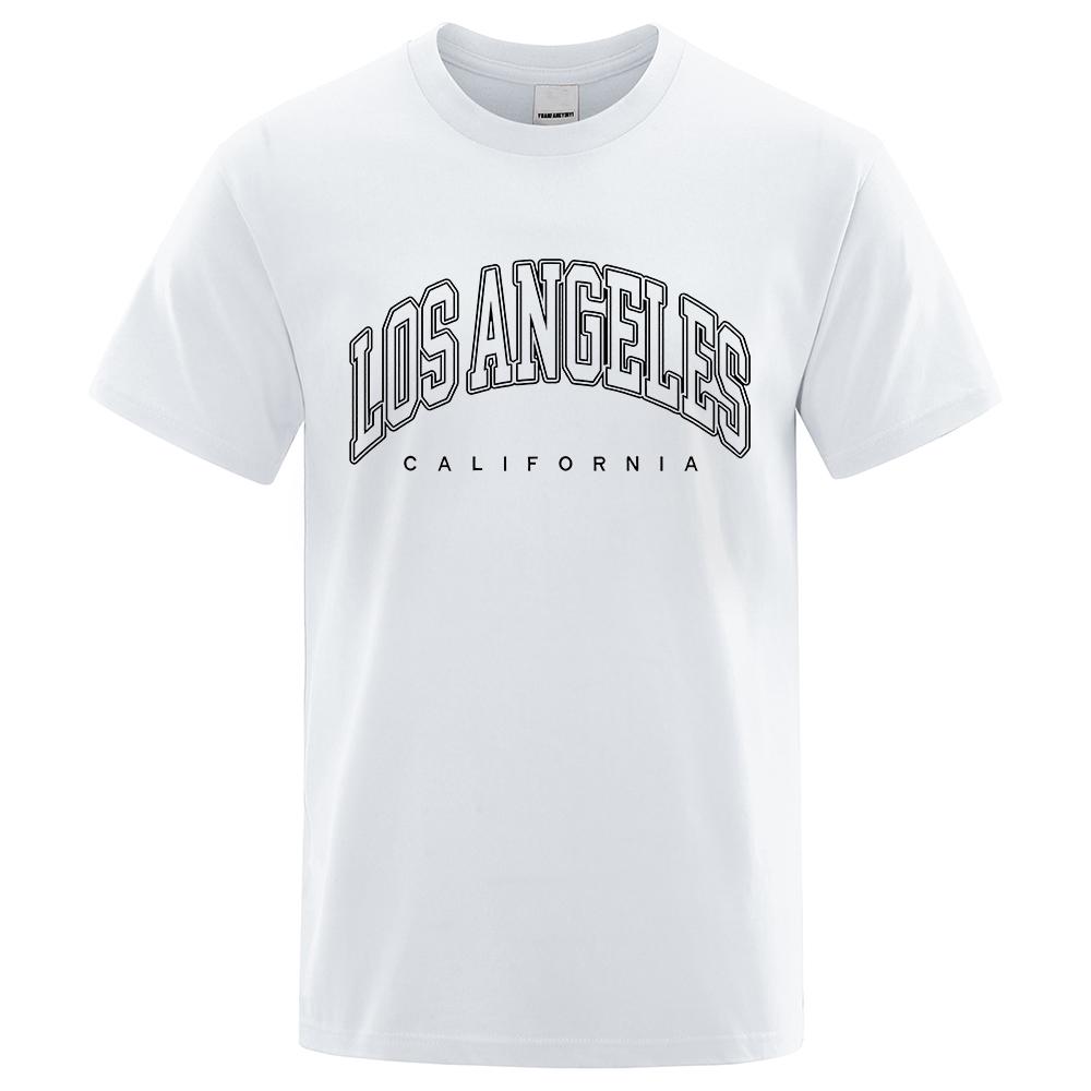 Los Angeles, United States Double Outline Men Women Tshirts Summer Oversize Loose Tops Breathable Cotton T Shirt