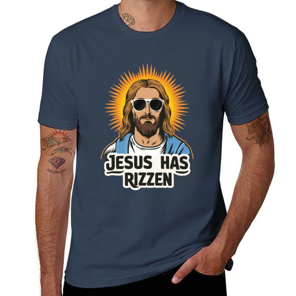 Jesus Has Rizzen Jesus Christ Has Risen Christianity Tshirt Fitness Training Breathable Tee